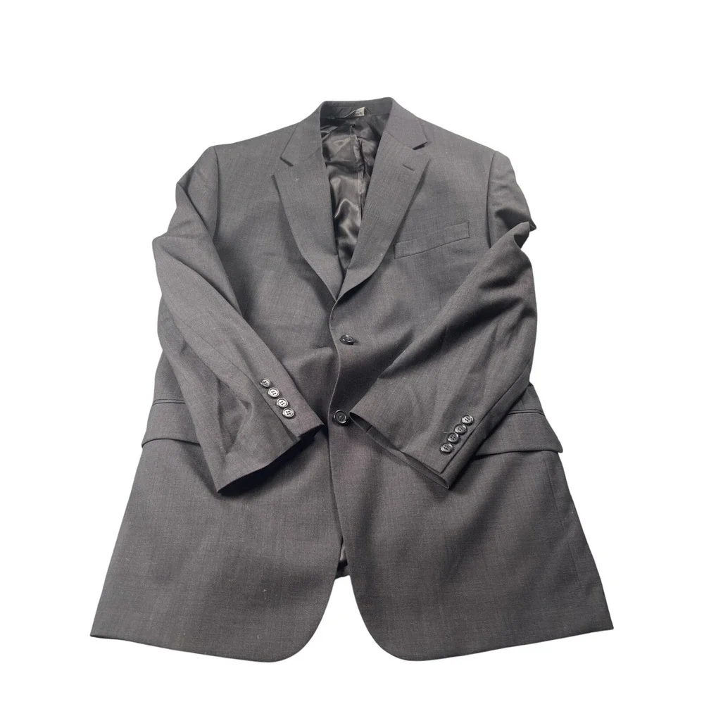 Mens Charcoal Gray Wool‎ Blend Blazer Suit Jacket Size 42 Long